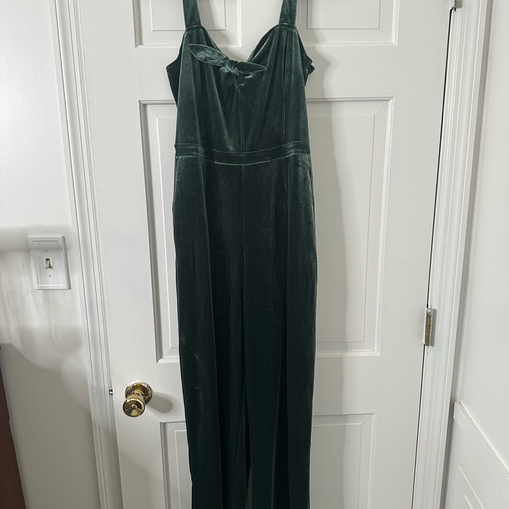 Abercrombie & Fitch Deep Green Velvet Jumpsuit